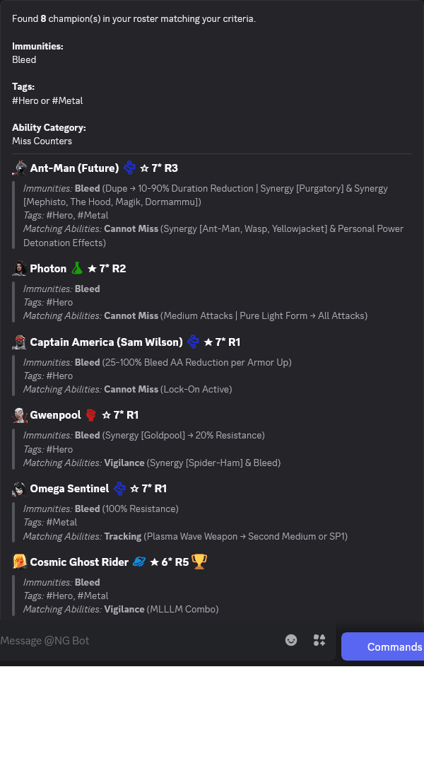 search roster command preview